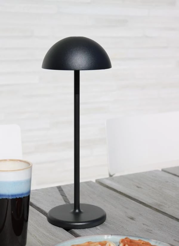 Lucide JOY - Rechargeable Table lamp Outdoor - Battery - Ø 12 cm - LED Dim. - 1x1,5W 3000K - IP54 - Black - ambiance 3